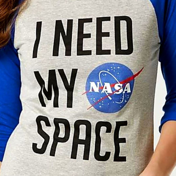 NASA Logo I Need My Space Raglan Official Tee S NWT - Picture 2 of 2